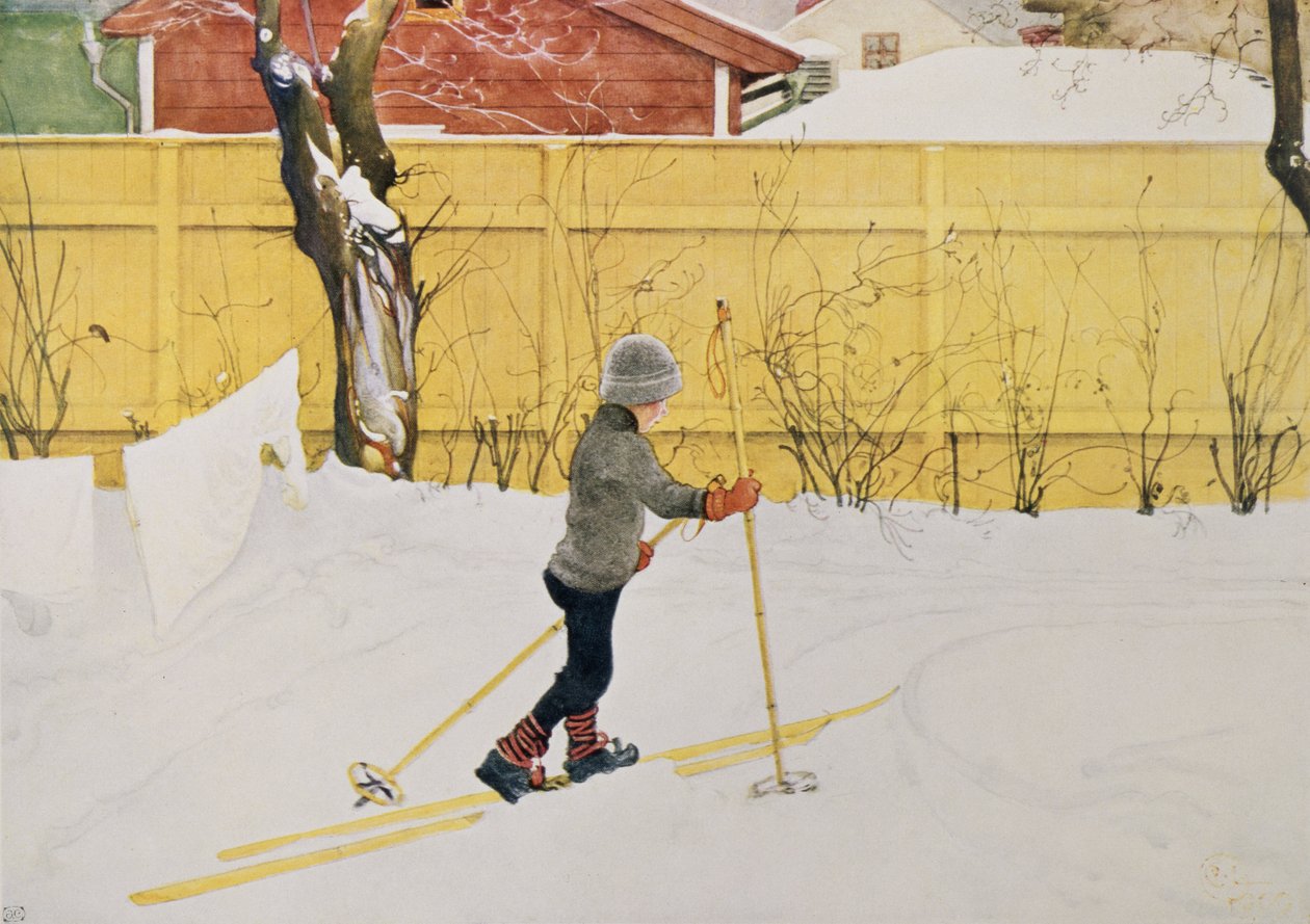 Skiløberen, ca. 1909 af Carl Larsson