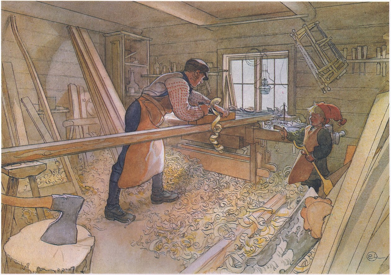 Onkel Johan i gårdværkstedet af Carl Larsson