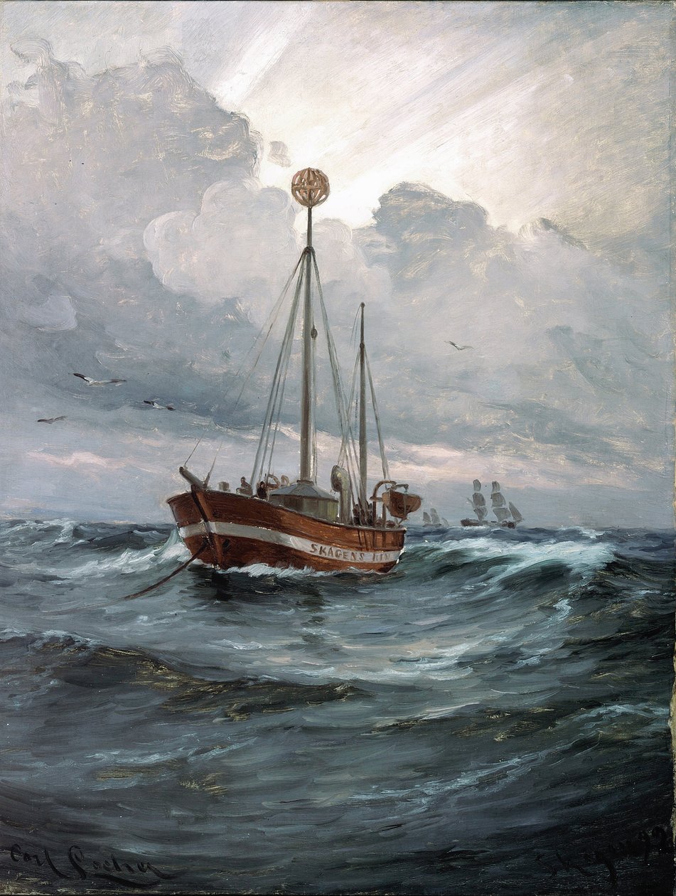 Fyrskibet ved Skagen Reef af Carl Ludvig Locher