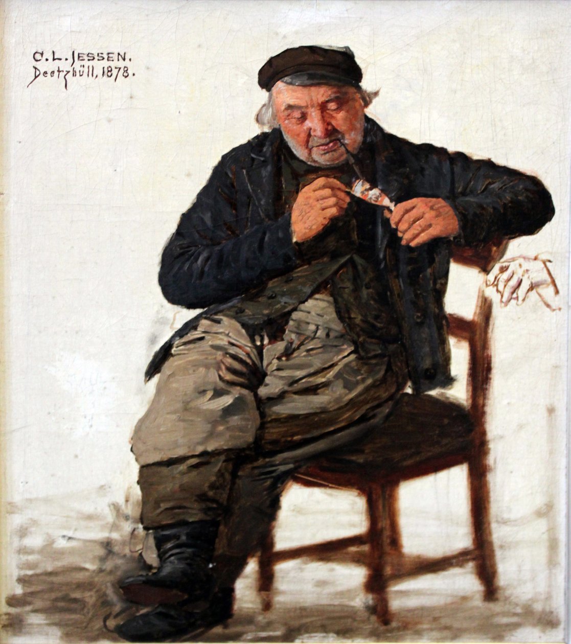 Portrætstudie af en mand med et rør af Carl Ludwig Jessen