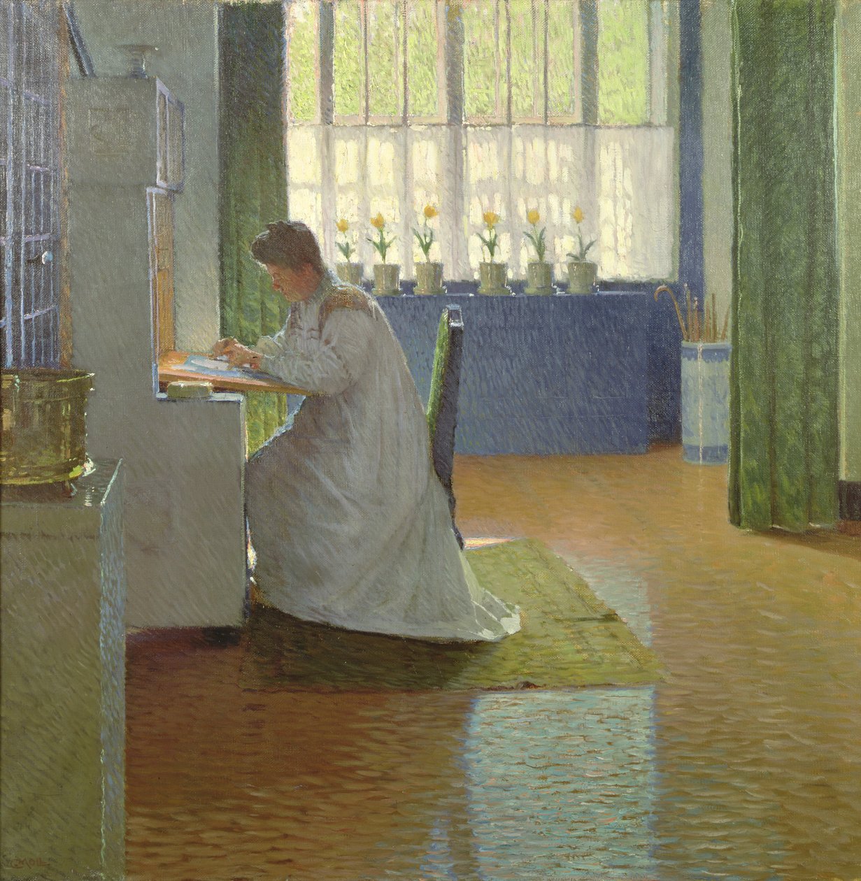 Kunstnerens Hustru ved sit Skrivebord af Carl Moll
