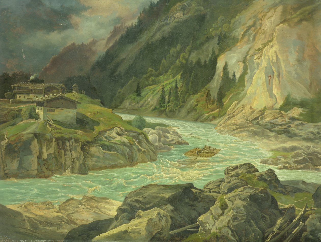 Rapids på floden Isar, 1830 af Carl Morgenstern