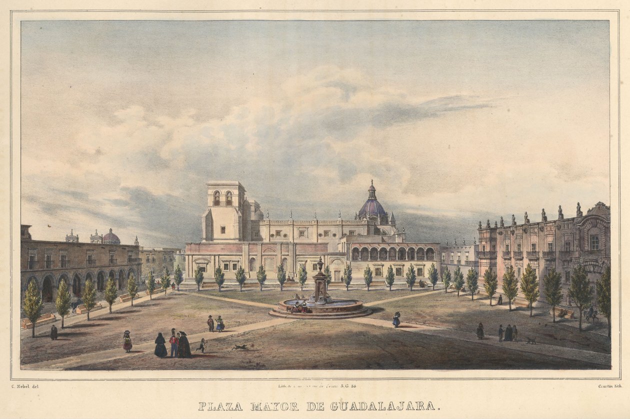 Plaza Mayor De Guadalajara af Carl Nebel
