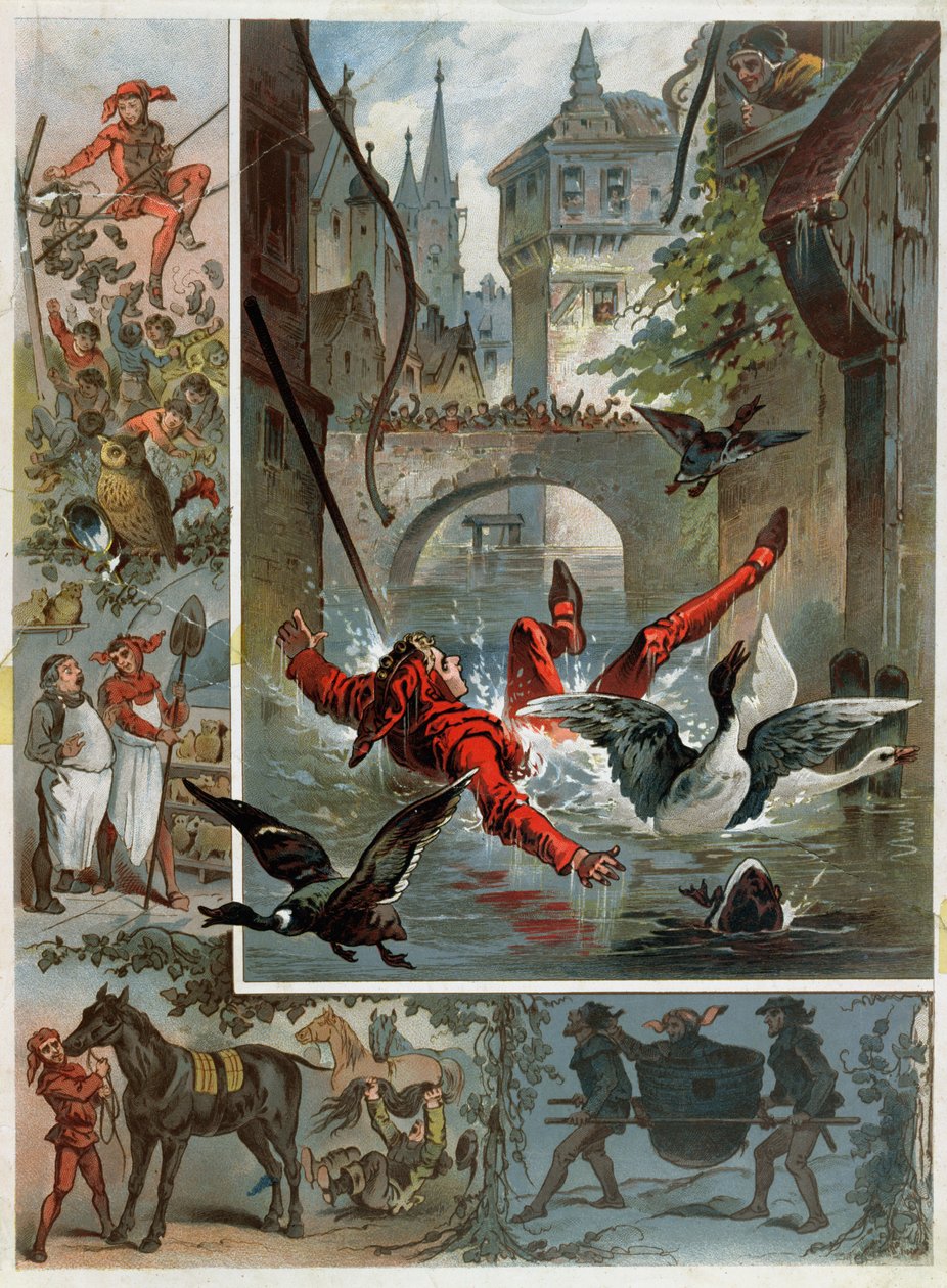 Illustration til Till Eulenspiegel-historien af Richard Strauss (1864-1949) ca. 1860-80 af Carl Offterdinger