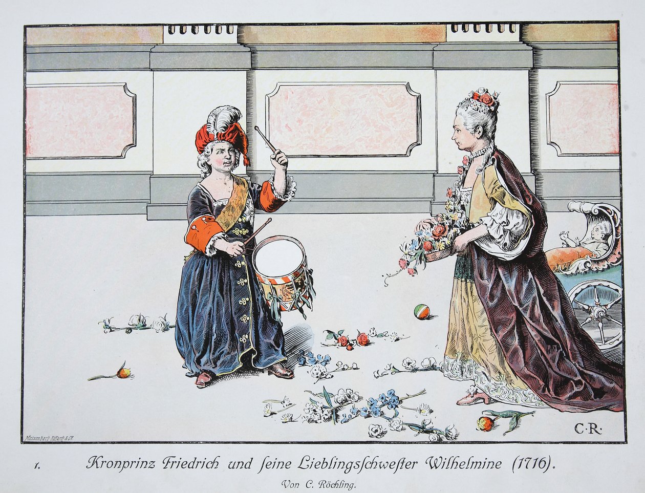 Kronprins Frederik og hans yndlingssøster, Wilhelmine, 1716 af Carl Röchling