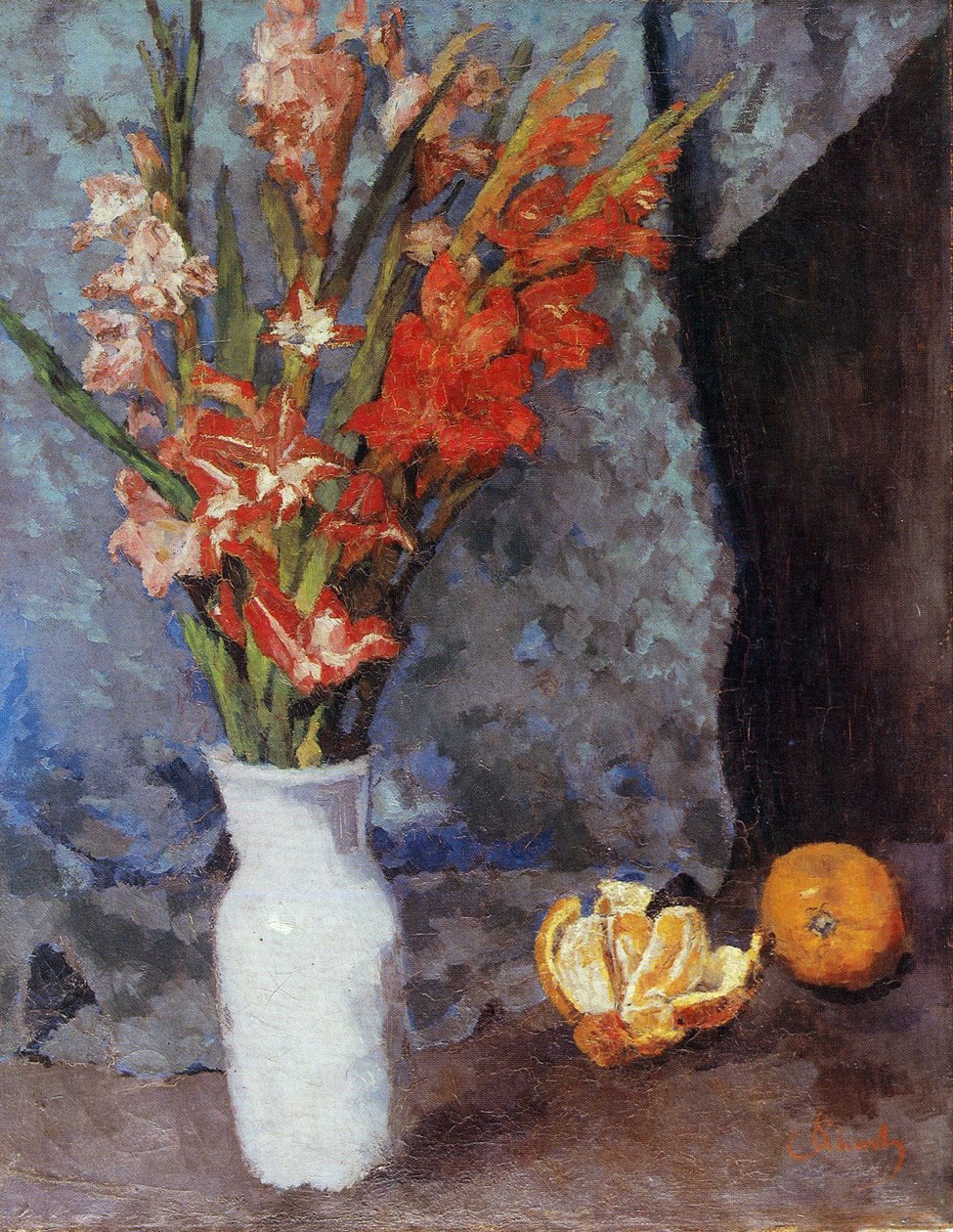 Gladioli og appelsiner af Carl Schuch