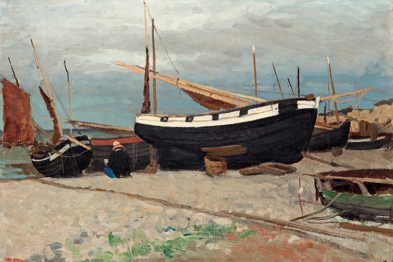 Både på kysten, kystscene fra det nordlige Frankrig af Carl Skånberg