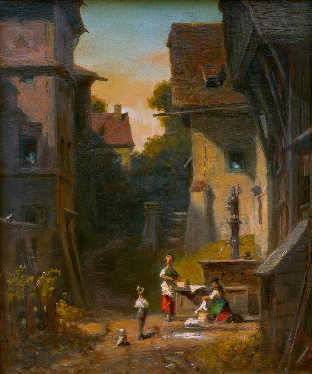 Ved byens springvand af Carl Spitzweg