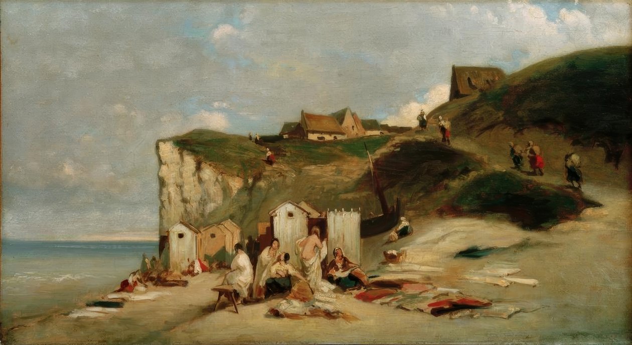 Kvinder bader ved havet nær Dieppe af Carl Spitzweg