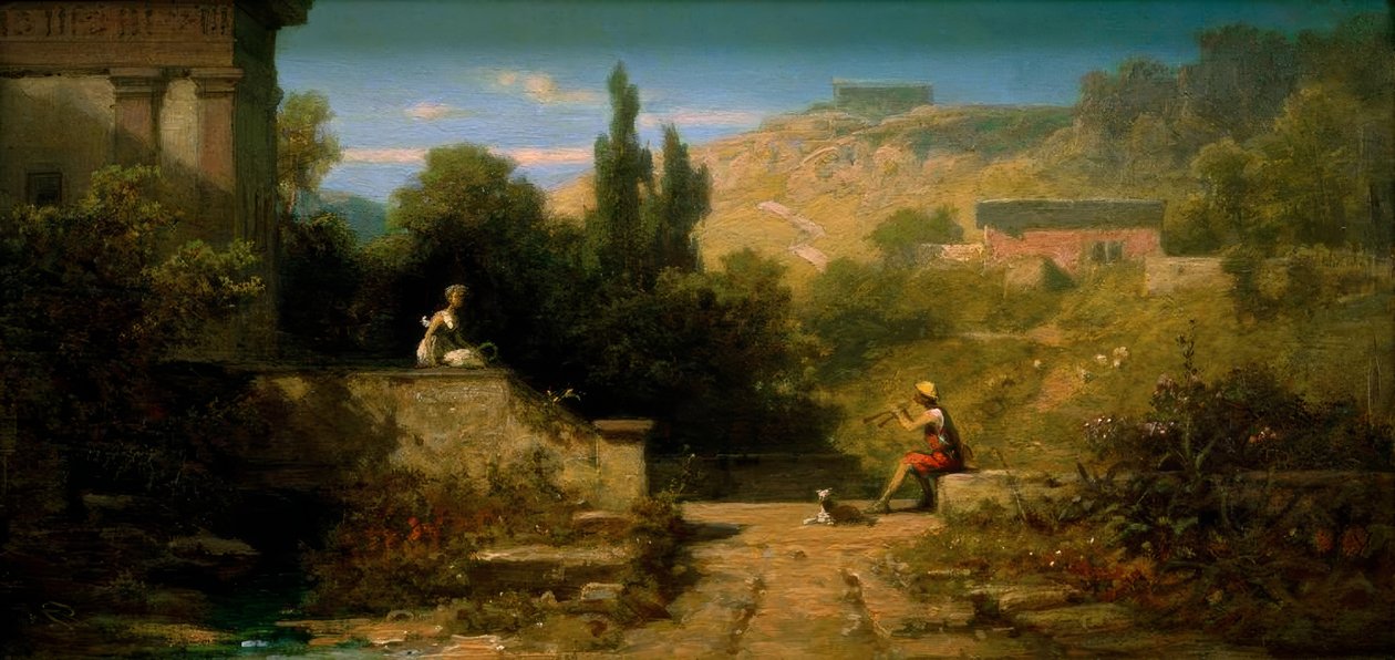 Schalmei blæsende hyrde af Carl Spitzweg
