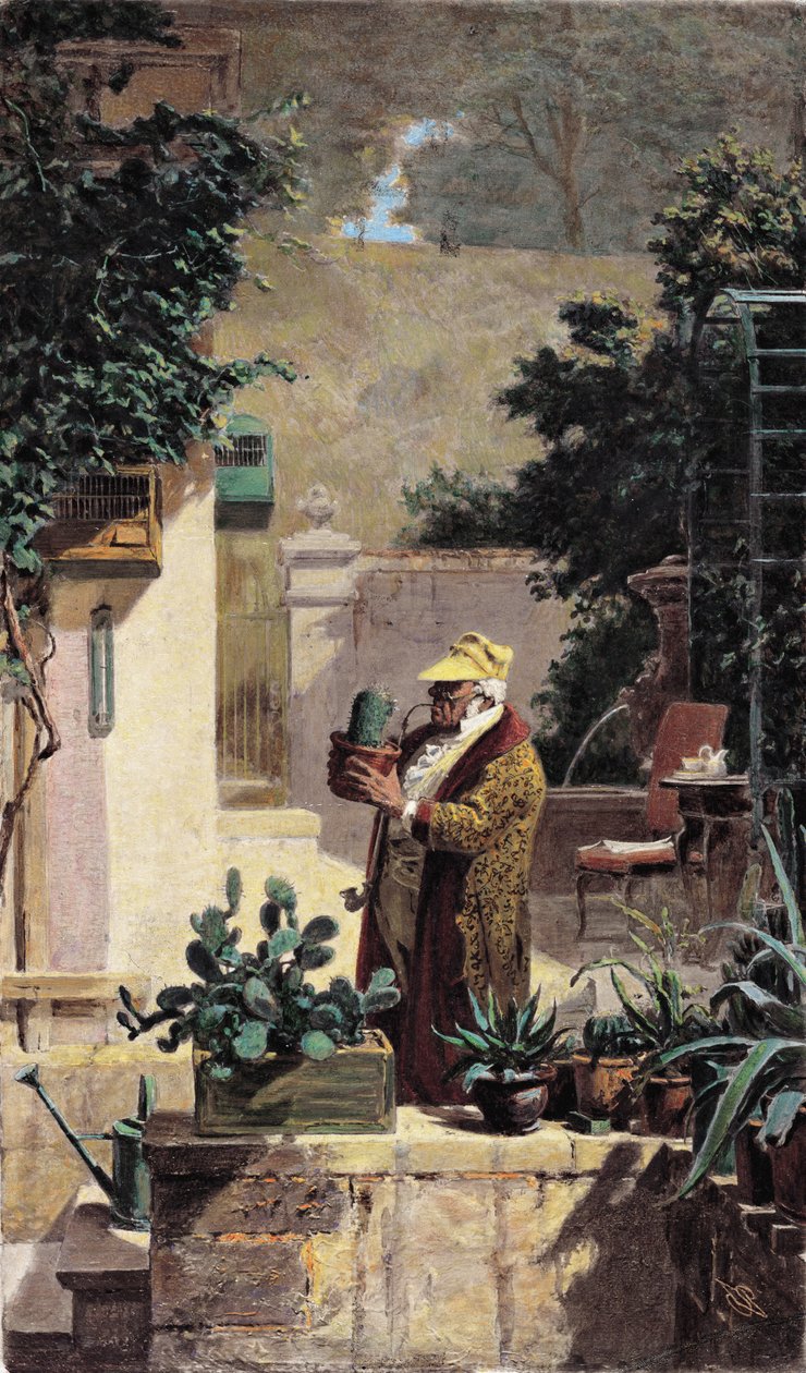 Kaktuselskeren, før 1858 af Carl Spitzweg