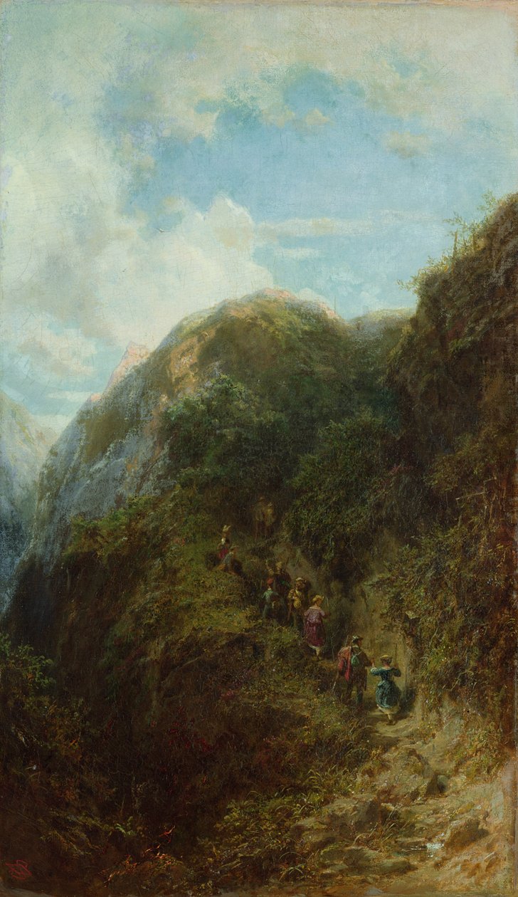 Turister i bjergene af Carl Spitzweg