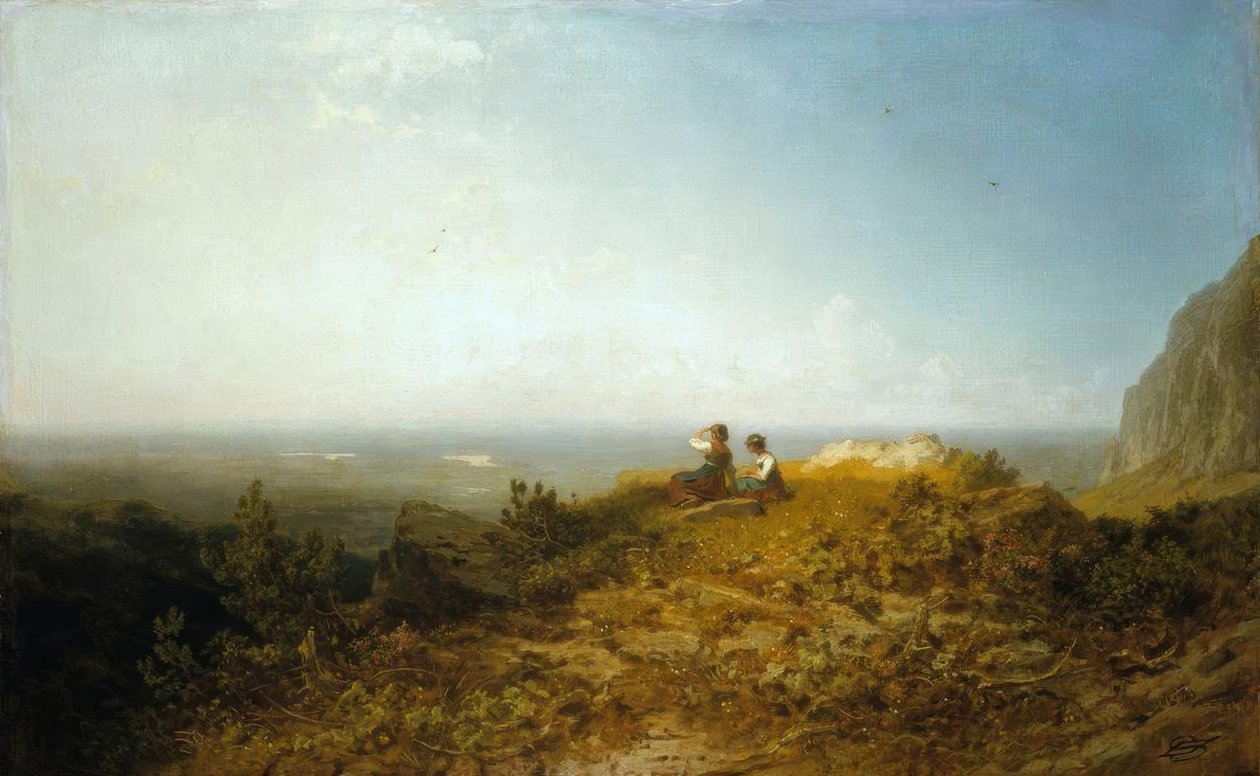 To piger på græsmarken af Carl Spitzweg