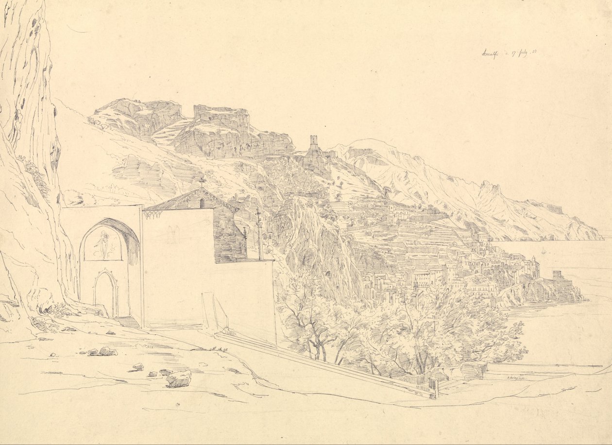 Udsigt over Amalfi af Carl Ernst Ludwig Wagner