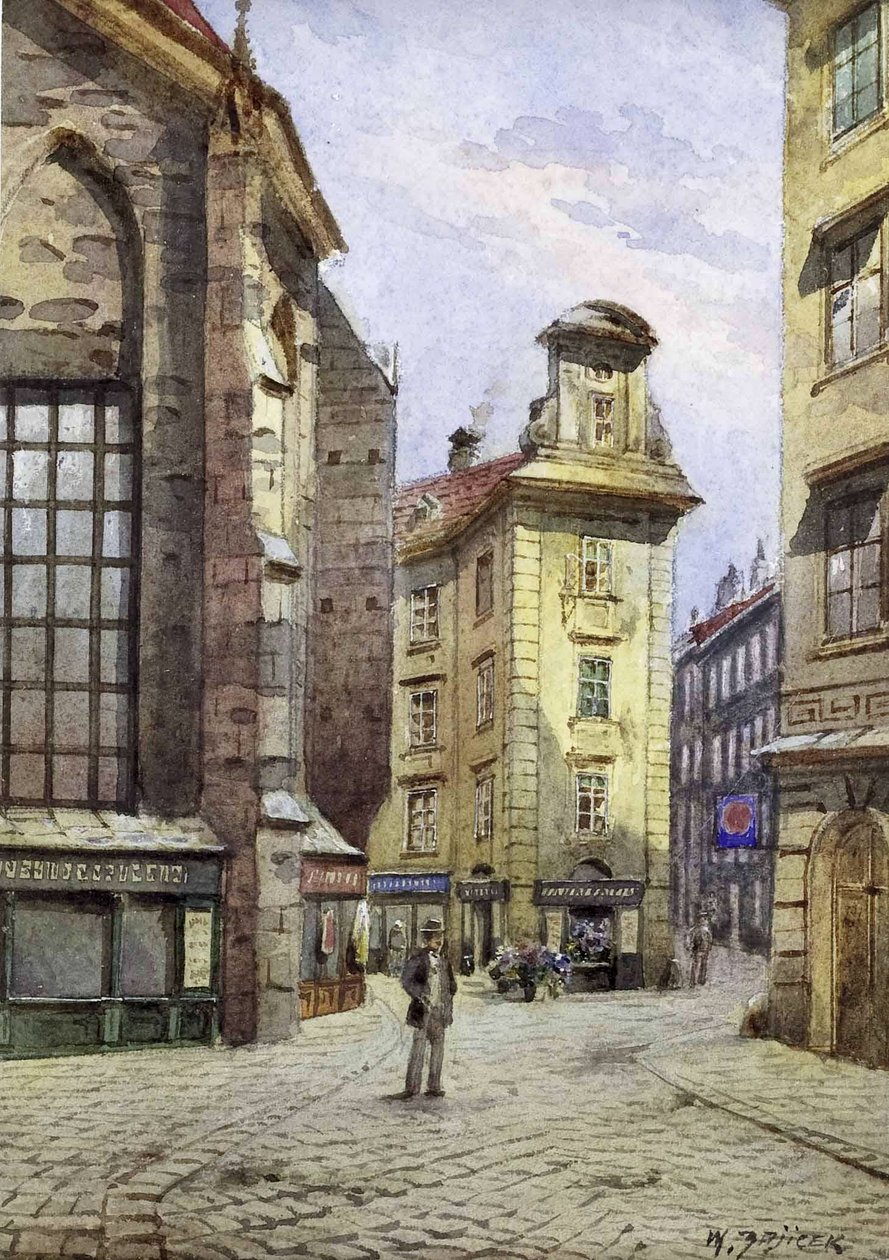  Udsigt over Kurrentgasse i Wien af Carl Wenzel Zajicek