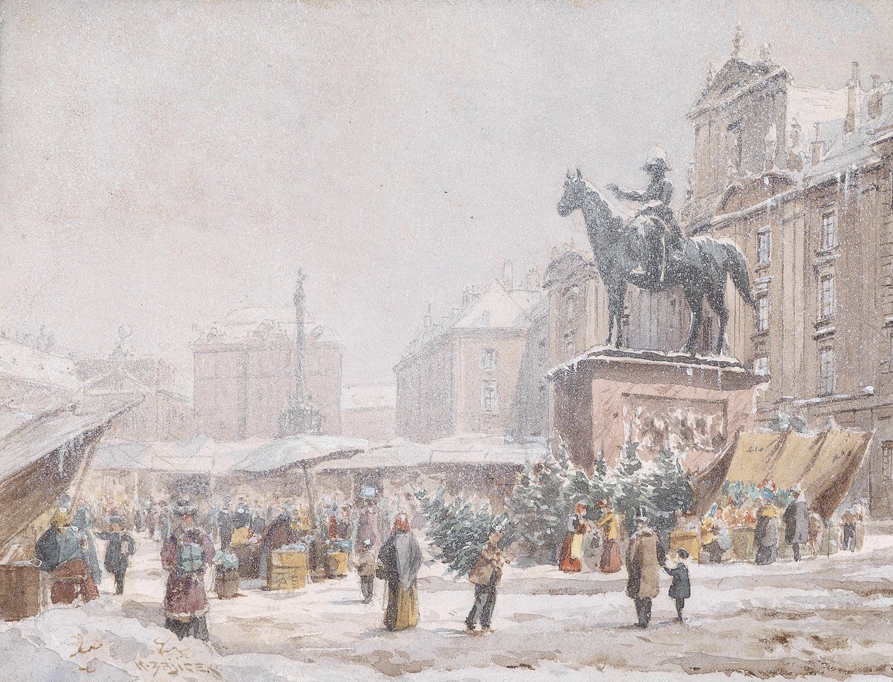 Christkindlmarkt Am Hof af Carl Wenzel Zajicek