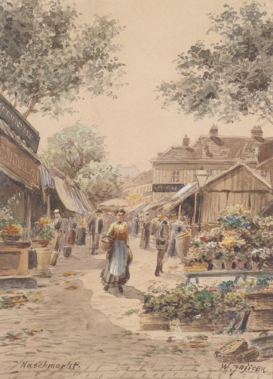 Motiv på Naschmarkt af Carl Wenzel Zajicek