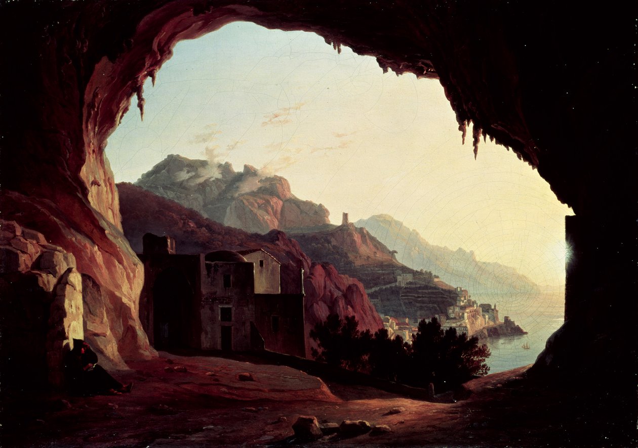 Grotte nær Amalfi, ca.1828 af Carl Wilhelm Goetzloff