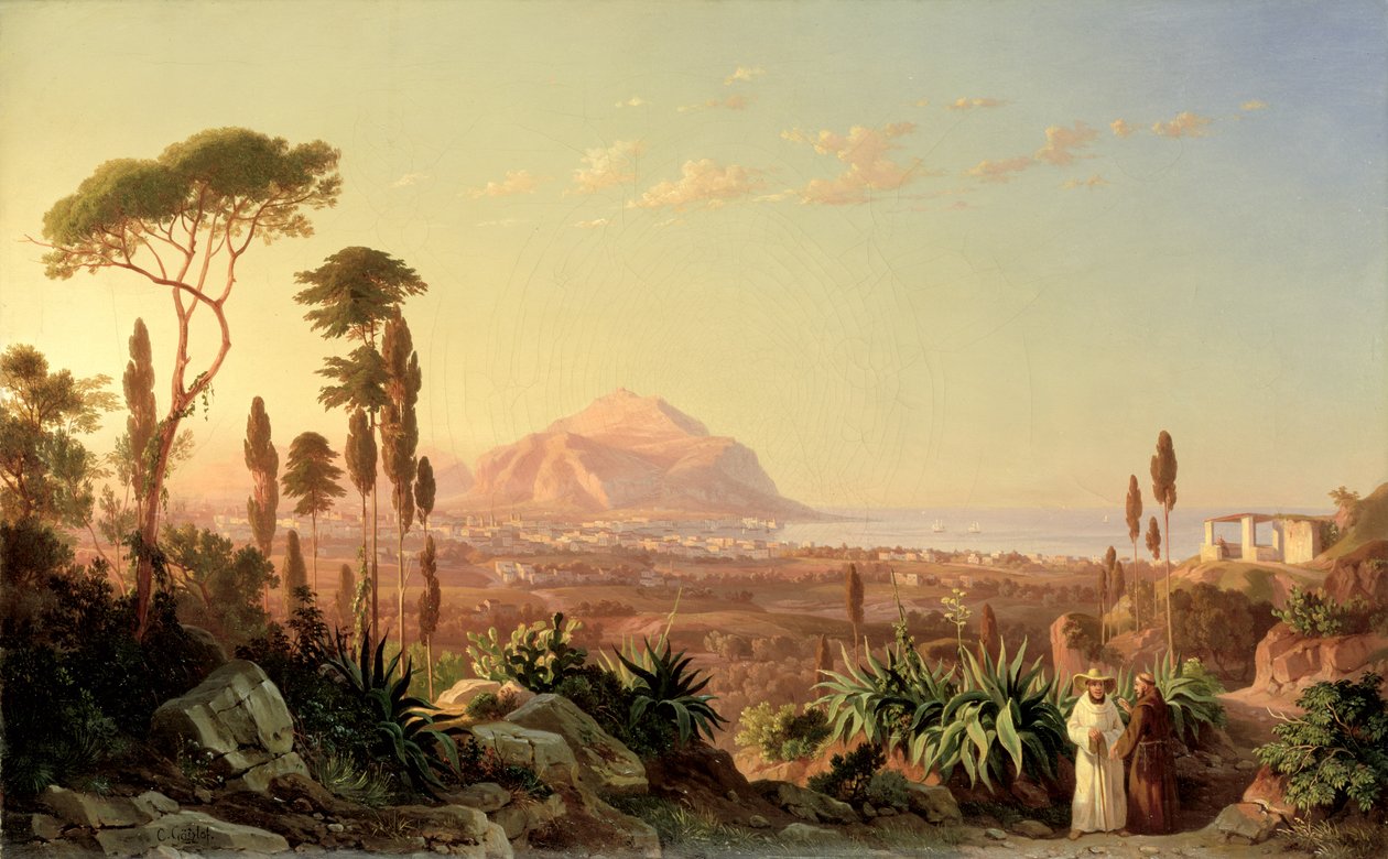 Palermo med Mount Pellegrino, ca. 1850 af Carl Wilhelm Goetzloff
