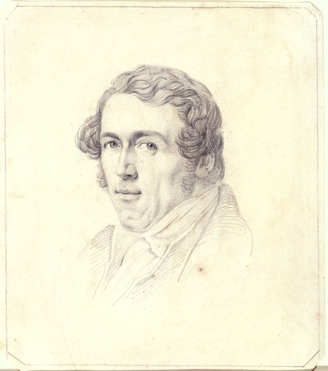 Selvportræt, ca. 1825 (blyant på gult papir) af Carl Wilhelm Goetzloff