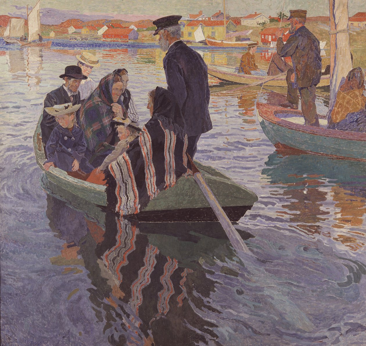 Kirkegængere i en båd af Carl Wilhelm Wilhelmson