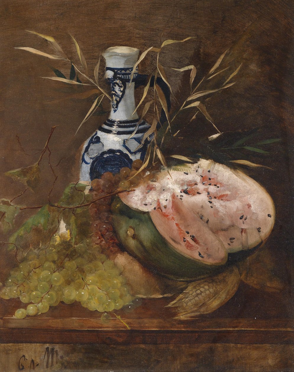 Stilleben med frugt med melon af Carl von Merode
