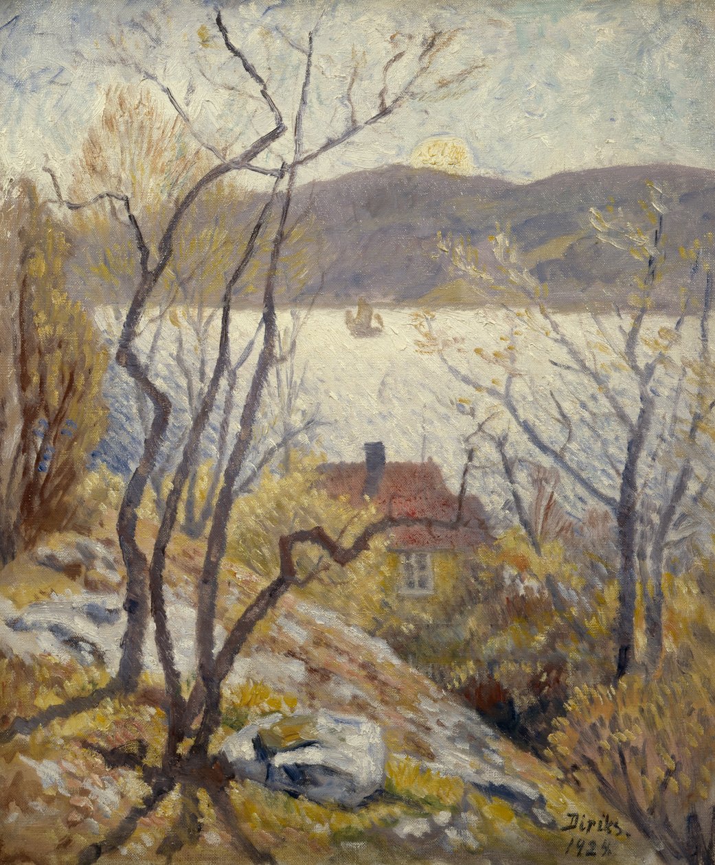 Kystlandskab med huse af Carl Edvard Diriks