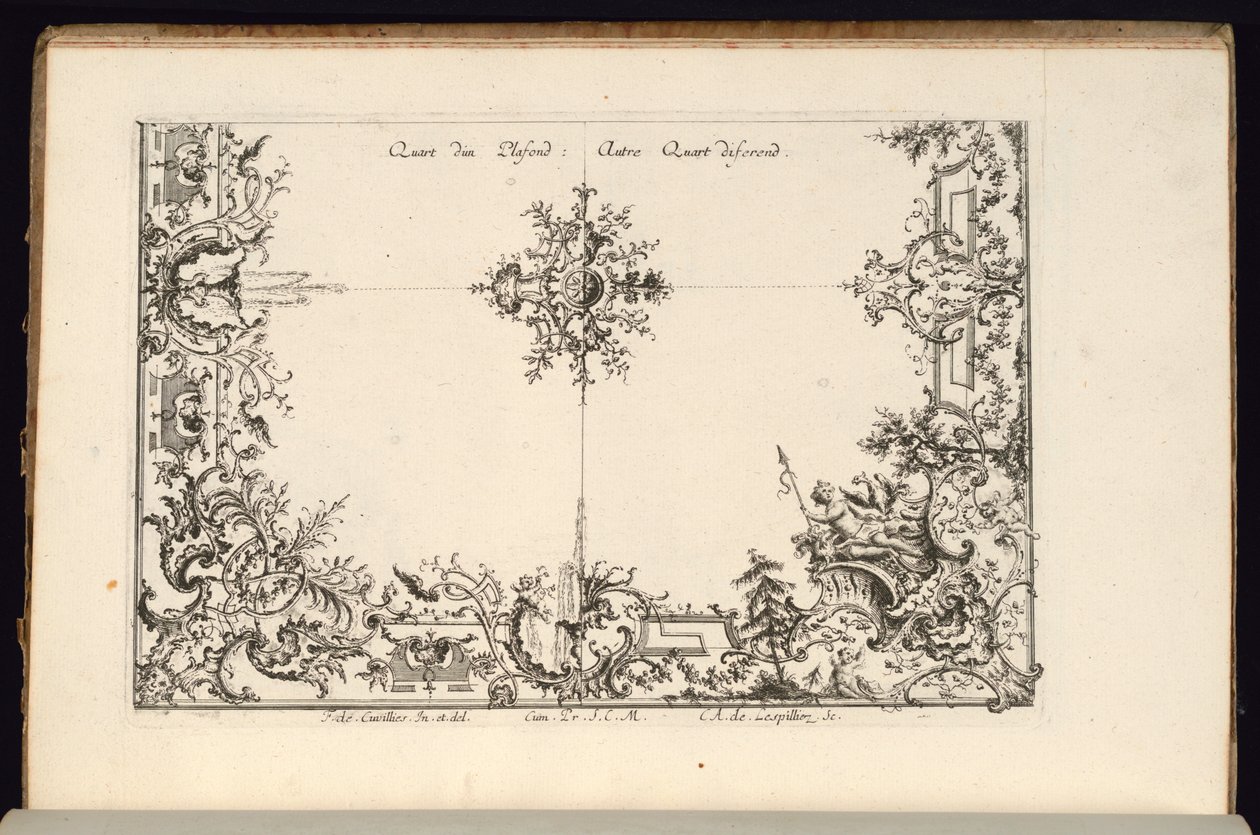 To kvarter af et loft, Nouveau Livre de Plafonds (Ny loftsbog) af Carl Albert von Lespilliez