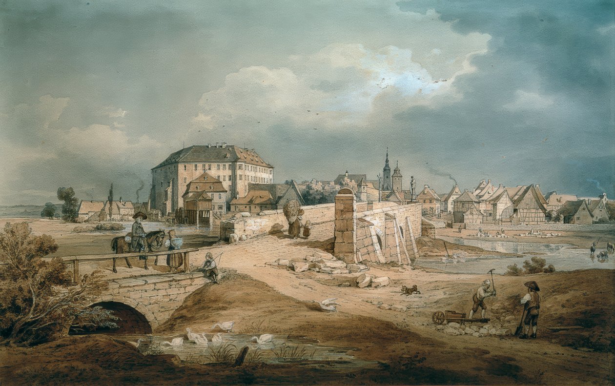Aisch-broen til Höchstadt af Carl August Lebschee