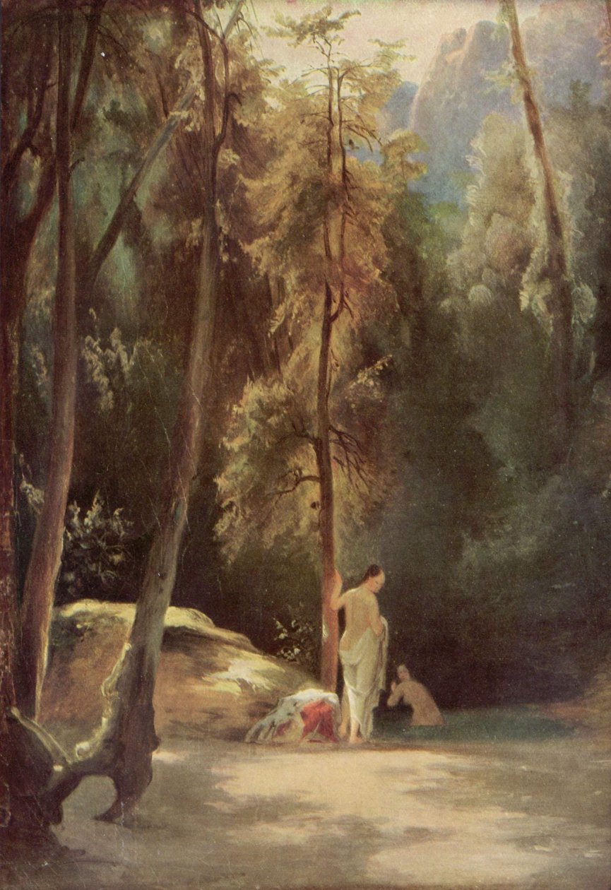 Badende i parken Terni (Kvinder bader i skoven) af Carl Blechen