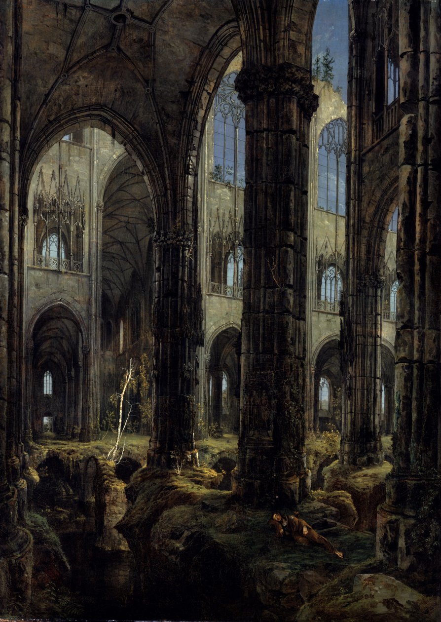 Gotiske kirkeruiner, 1826 af Carl Blechen