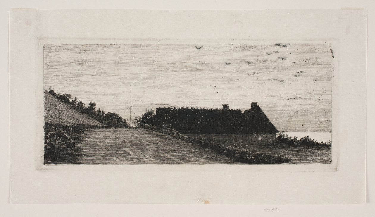 Huse ved stranden. Sommernat af Carl Bloch