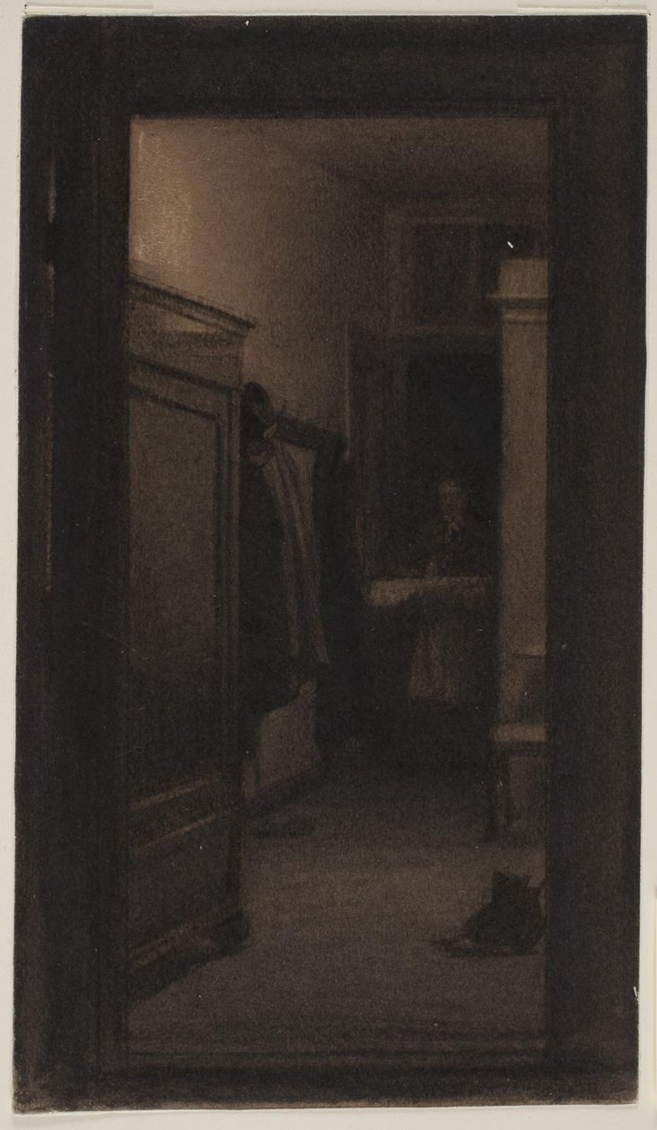 Pige bærer bakke ind i entre af Carl Bloch