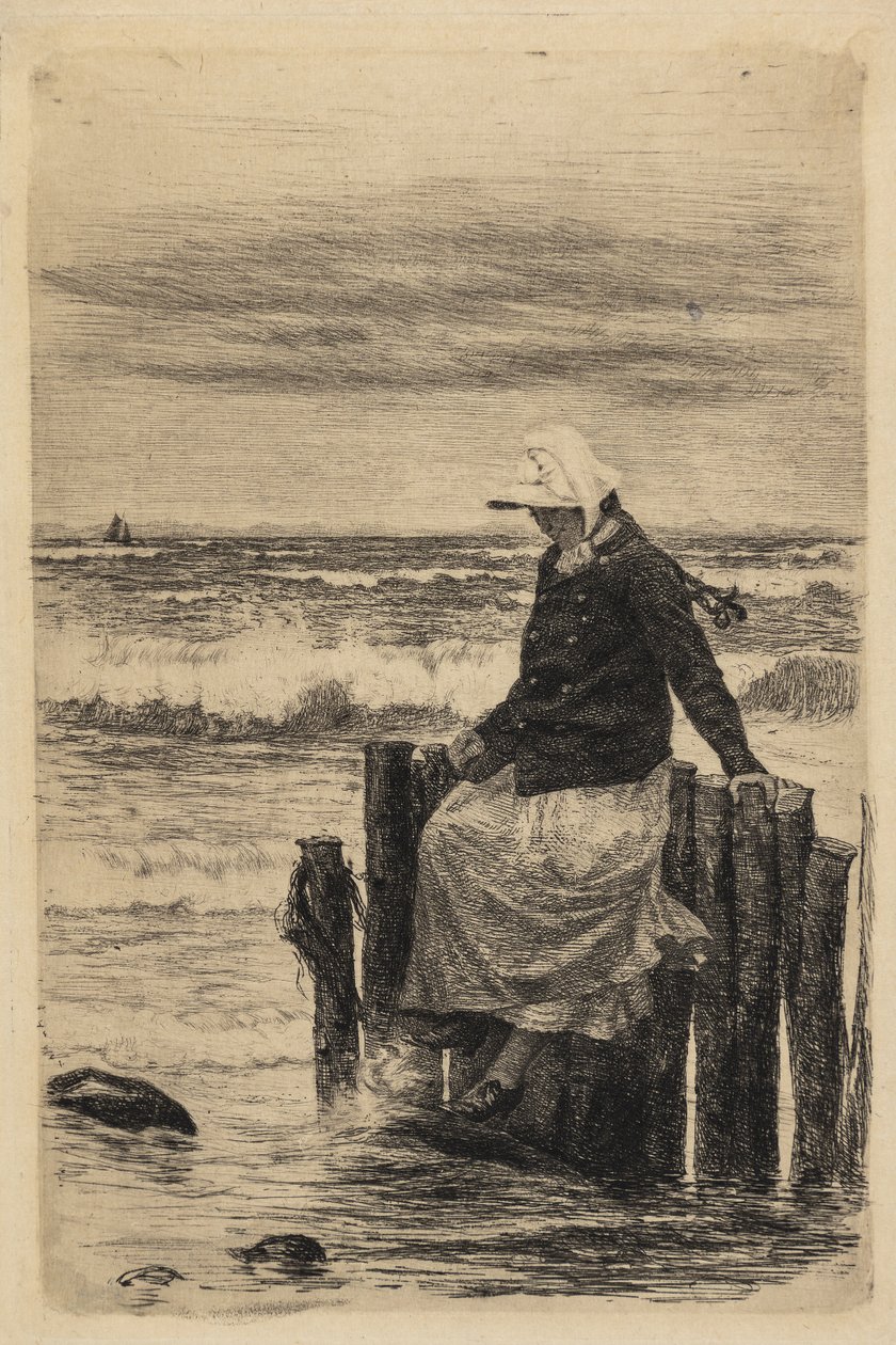 Pigen ved bolværket af Carl Bloch