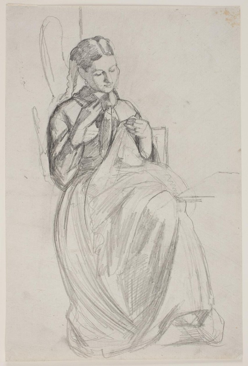 Syende pige (kunstnerens hustru) af Carl Bloch