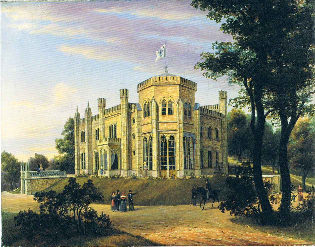 Tysk: Das Schloss des Prinzen Wilhelm in Babelsberg Prins Wilhelms slot i Babelsberg af Carl Daniel Freydanck