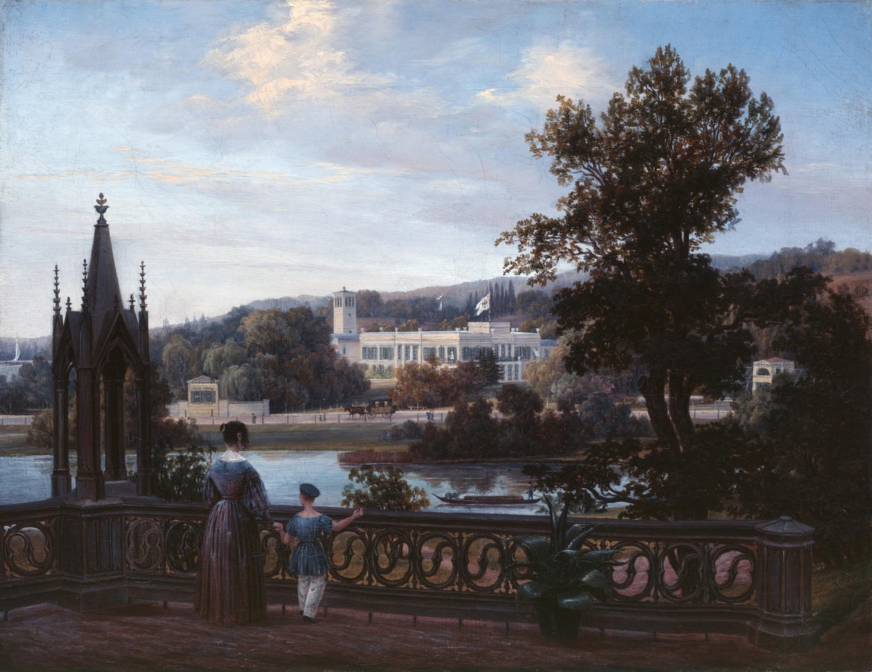 Udsigt over Glienicke Palace fra Babelsberg, ca. 1838. af Carl Daniel Freydanck