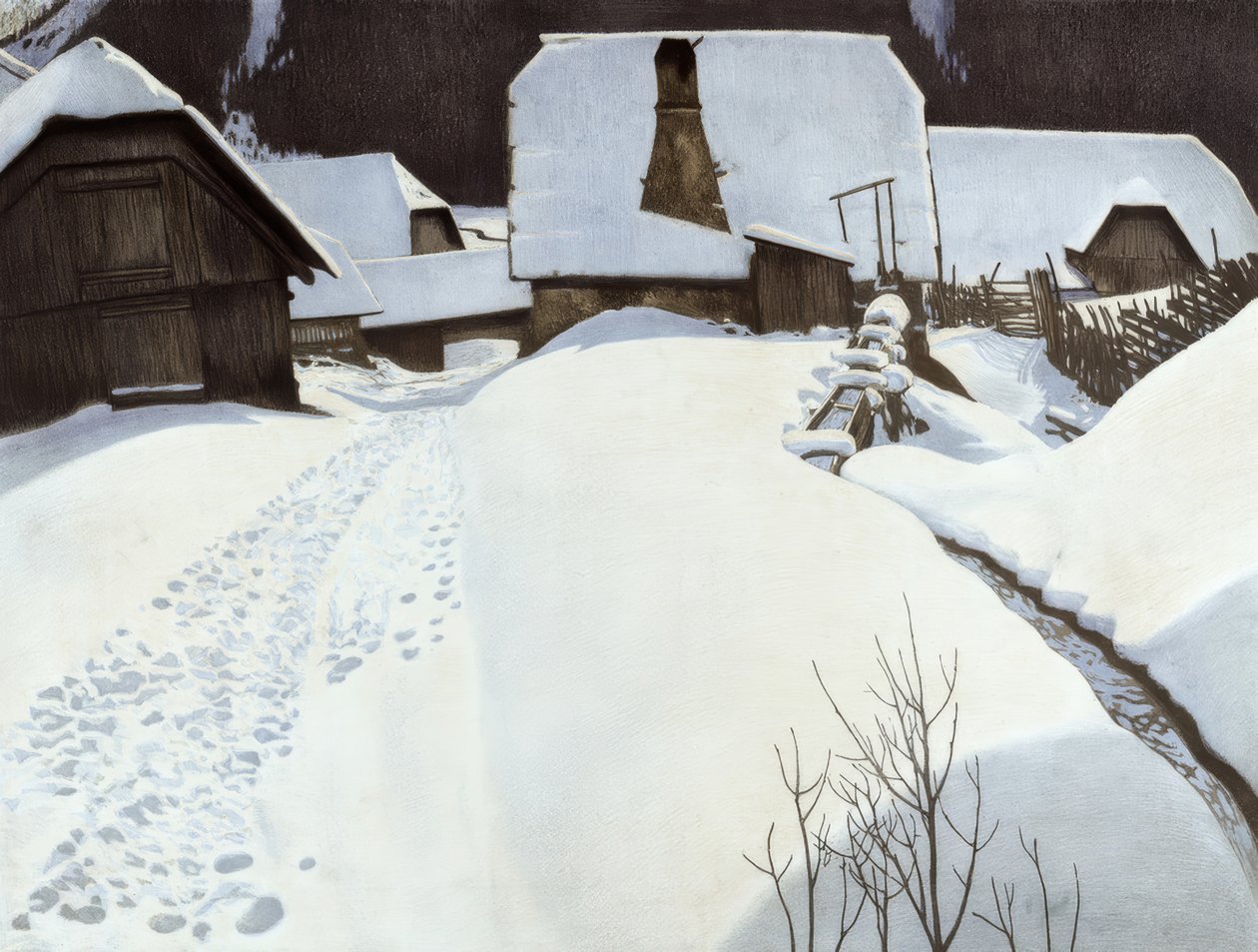 Bondegård om vinteren af Carl Ederer