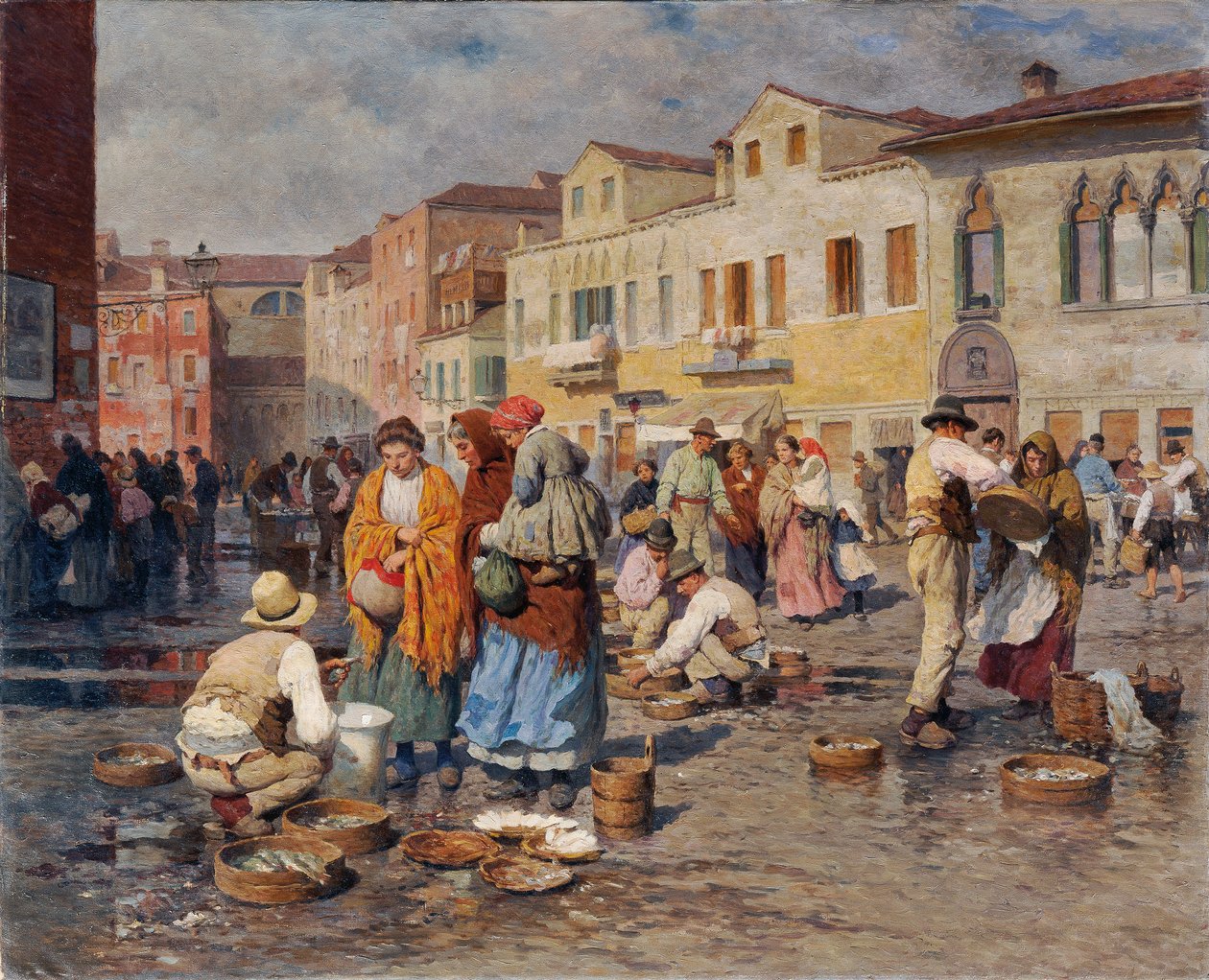 Fiskemarked i Venedig af Carl Feiertag