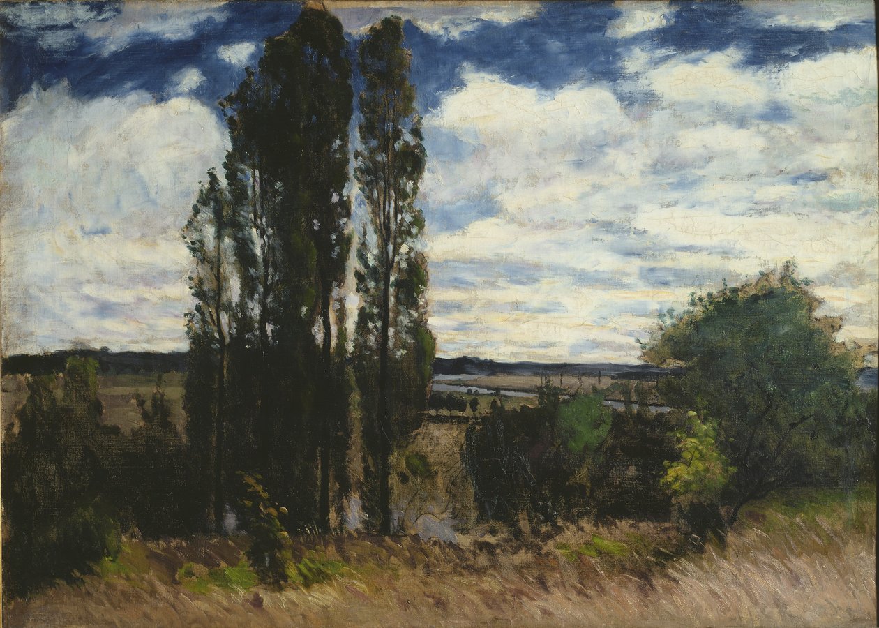 Seine, Landskab med poppel, 1877 af Carl Fredrik Hill