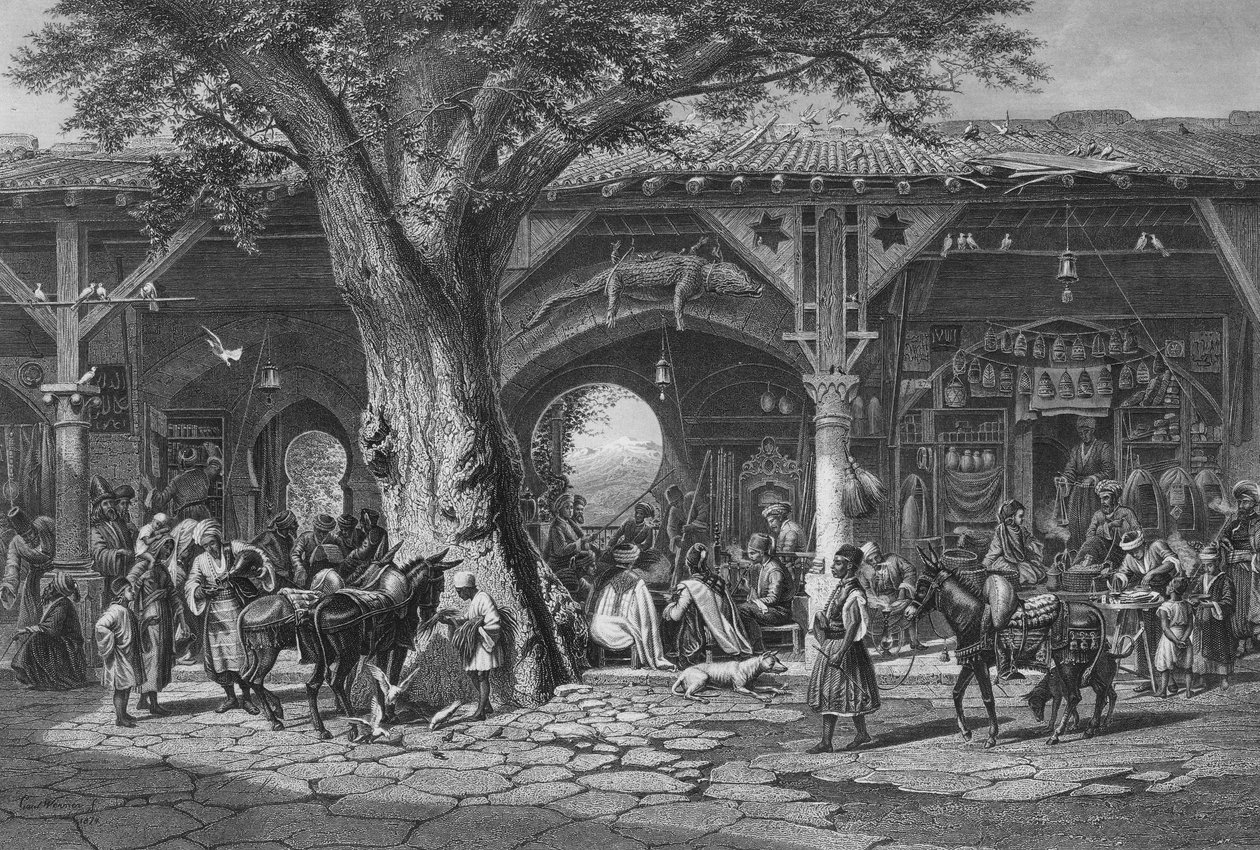En Gade i Damaskus, graveret af C. Bertrand af Carl Friedrich Heinrich Werner