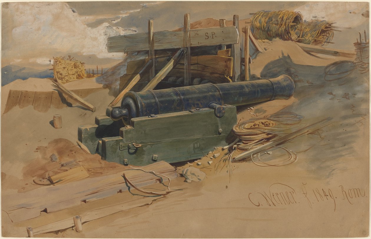 Kanon ved et bolværk af Carl Friedrich Heinrich Werner
