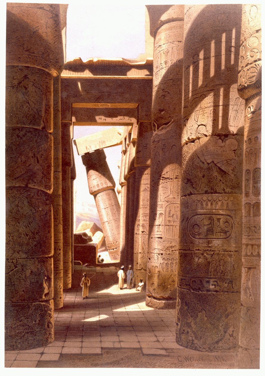 Ruiner af Karnak-templet, 1874 af Carl Friedrich Heinrich Werner