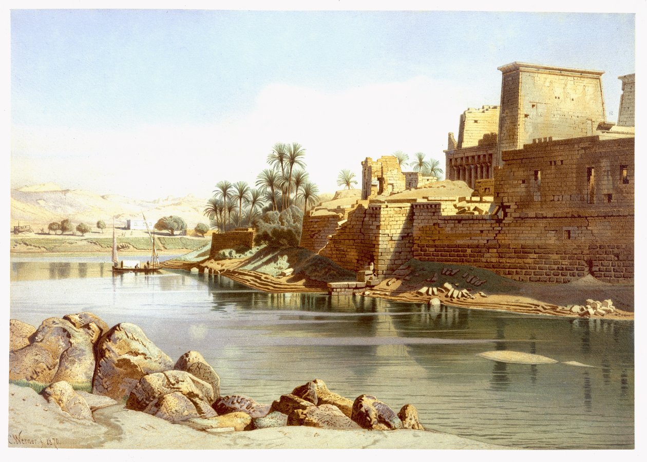 Isis-templet i Philae, 1870 af Carl Friedrich Heinrich Werner