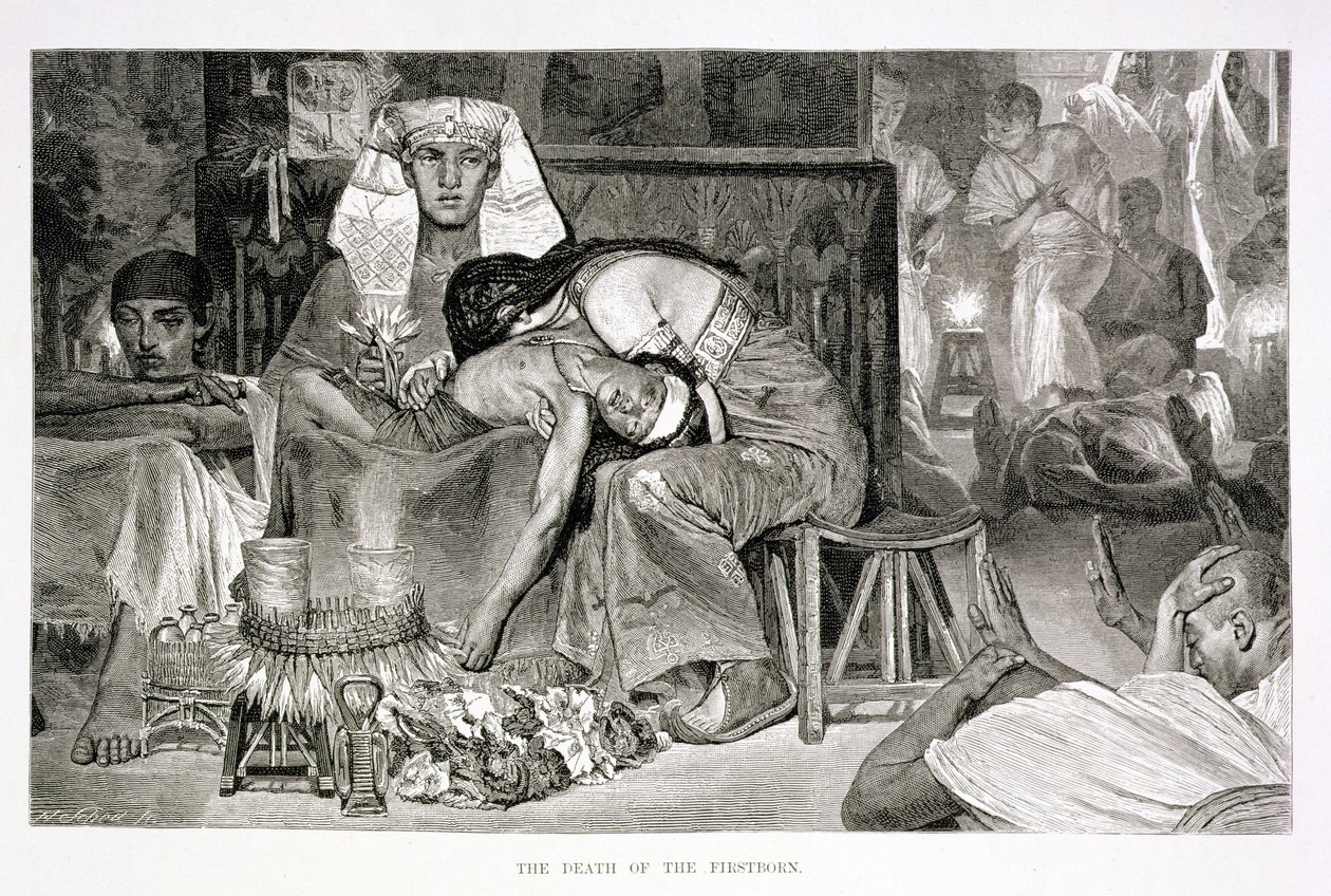 The Death of the Firstborn, 1800-tallet (gravering på papir) af Carl Friedrich Heinrich Werner