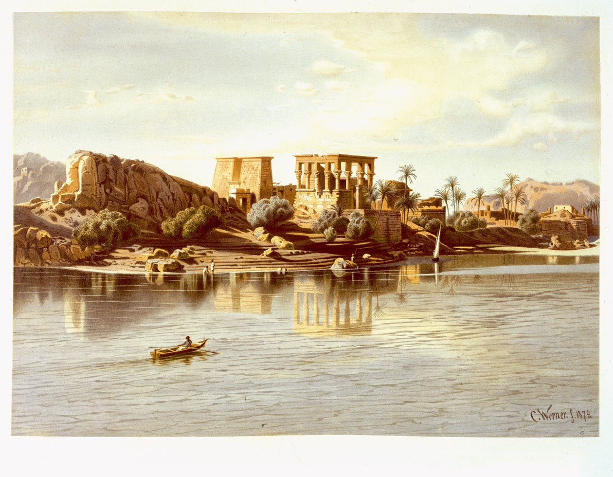 Udsigt over øen Philae, 1874 af Carl Friedrich Heinrich Werner