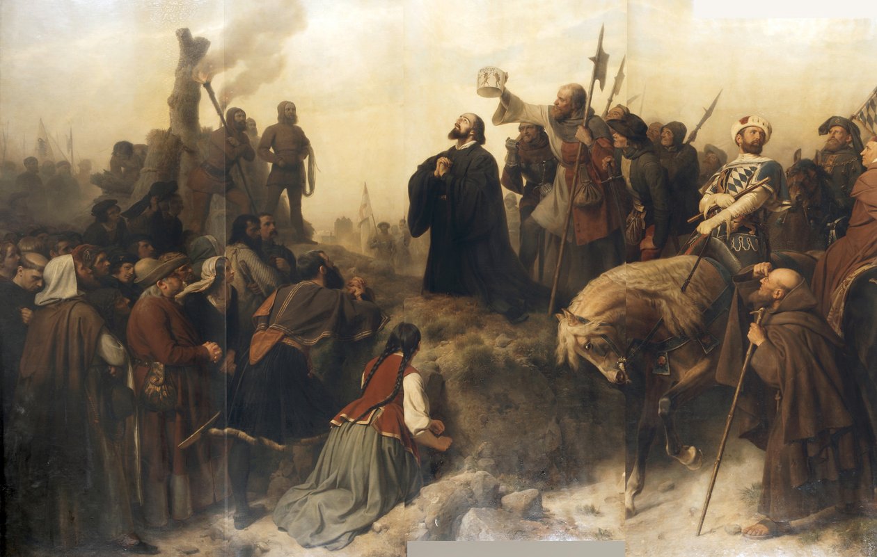 Hus foran bålet af Carl Friedrich Lessing