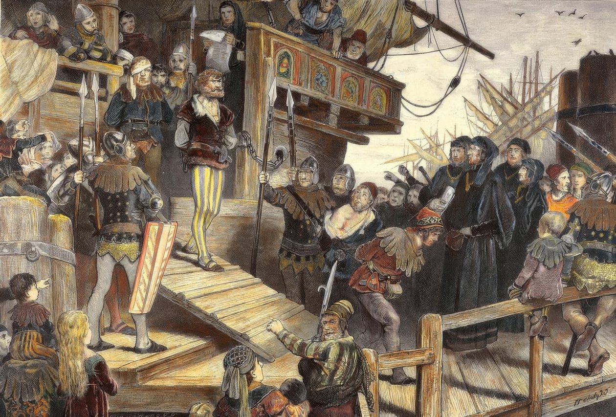 Indbringelsen af ​​piraten Klaus Störtebeker i Hamborg af Carl Gehrts