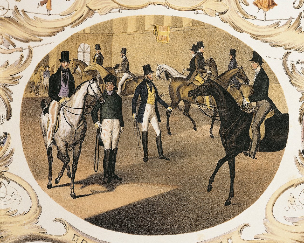 Østrig, Wien, Riding School af Carl Kunz og Johann Geiger, Color Lithograph af Carl and Geiger Peter Johann Nepomuk Kunz
