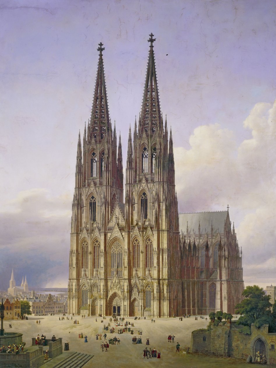 Ideel udsigt over Kölnerdomen, 1834-1836 af Carl Georg Adolph Hasenpflug